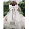 imageSWEETV Bridal Hair Bow Veil White Bow Clip Bachelorette Party Decorations Pearl Accessories Bride to Be Bridal Shower GiftPatternB
