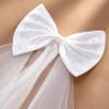 imageSWEETV Bridal Hair Bow Veil White Bow Clip Bachelorette Party Decorations Pearl Accessories Bride to Be Bridal Shower GiftPatternB