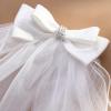 imageSWEETV Bridal Hair Bow Veil White Bow Clip Bachelorette Party Decorations Pearl Accessories Bride to Be Bridal Shower GiftPatternC