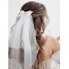 imageSWEETV Bridal Hair Bow Veil White Bow Clip Bachelorette Party Decorations Pearl Accessories Bride to Be Bridal Shower GiftPatternC