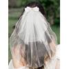 imageSWEETV Bridal Hair Bow Veil White Bow Clip Bachelorette Party Decorations Pearl Accessories Bride to Be Bridal Shower GiftPatternC