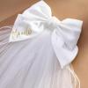 imageSWEETV Bridal Hair Bow Veil White Bow Clip Bachelorette Party Decorations Pearl Accessories Bride to Be Bridal Shower GiftPatternE