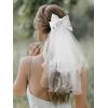 imageSWEETV Bridal Hair Bow Veil White Bow Clip Bachelorette Party Decorations Pearl Accessories Bride to Be Bridal Shower GiftPatternE