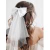 imageSWEETV Bridal Hair Bow Veil White Bow Clip Bachelorette Party Decorations Pearl Accessories Bride to Be Bridal Shower GiftPatternF