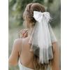 imageSWEETV Bridal Hair Bow Veil White Bow Clip Bachelorette Party Decorations Pearl Accessories Bride to Be Bridal Shower GiftPatternF