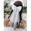 imageSWEETV Bridal Hair Bow Veil White Bow Clip Bachelorette Party Decorations Pearl Accessories Bride to Be Bridal Shower GiftPatternF