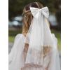 imageSWEETV Bridal Hair Bow Veil White Bow Clip Bachelorette Party Decorations Pearl Accessories Bride to Be Bridal Shower GiftPatternG