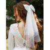 imageSWEETV Bridal Hair Bow Veil White Bow Clip Bachelorette Party Decorations Pearl Accessories Bride to Be Bridal Shower GiftPatternG