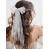 imageSWEETV Bridal Hair Bow Veil White Bow Clip Bachelorette Party Decorations Pearl Accessories Bride to Be Bridal Shower GiftPatternH