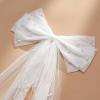 imageSWEETV Bridal Hair Bow Veil White Bow Clip Bachelorette Party Decorations Pearl Accessories Bride to Be Bridal Shower GiftSolid
