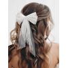 imageSWEETV Bridal Hair Bow Veil White Bow Clip Bachelorette Party Decorations Pearl Accessories Bride to Be Bridal Shower GiftSolid