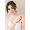 imageSWEETV Bridal Jewelry Set for Wedding 3Pcs Long Floral Necklace Earring Bracelet Sets for Brides Bridesmaids Elegant Marquise and Cubic Zirconia Jewelry Set for Women Party Prom GiftsRose Gold