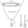 imageSWEETV Bridal Jewelry Set for Wedding Cubic Zirconia Necklace Dangle Drop Earrings Bracelet Set Teardrop Marquise Brides Bridesmaids Wedding Prom Anniversary Jewelry Gifts for Women01Silver