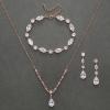 imageSWEETV Bridal Jewelry Set for Wedding Cubic Zirconia Necklace Dangle Drop Earrings Bracelet Set Teardrop Marquise Brides Bridesmaids Wedding Prom Anniversary Jewelry Gifts for Women02Rose Gold