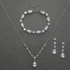 imageSWEETV Bridal Jewelry Set for Wedding Cubic Zirconia Necklace Dangle Drop Earrings Bracelet Set Teardrop Marquise Brides Bridesmaids Wedding Prom Anniversary Jewelry Gifts for Women01Silver