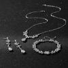 imageSWEETV Bridal Jewelry Set for Wedding Cubic Zirconia Necklace Dangle Earrings Bracelet Set Teardrop Marquise Brides Bridesmaids Wedding Prom Jewelry Sets for Women01 Silver