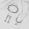 imageSWEETV Bridal Jewelry Set for Wedding Cubic Zirconia Necklace Dangle Earrings Bracelet Set Teardrop Marquise Brides Bridesmaids Wedding Prom Jewelry Sets for Women01 Silver