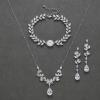 imageSWEETV Bridal Jewelry Set for Wedding Cubic Zirconia Necklace Dangle Earrings Bracelet Set Teardrop Marquise Brides Bridesmaids Wedding Prom Jewelry Sets for Women01 Silver