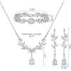 imageSWEETV Bridal Jewelry Set for Wedding Cubic Zirconia Necklace Dangle Earrings Bracelet Set Teardrop Marquise Brides Bridesmaids Wedding Prom Jewelry Sets for Women01 Silver