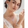 imageSWEETV Cubic Zirconia Jewelry Set for Women Chandelier Marquise Necklace Dangle Earrings Bracelet Set Wedding Bridal Jewelry for Bride Bridesmaid01 Silver