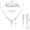 imageSWEETV Cubic Zirconia Jewelry Set for Women Chandelier Marquise Necklace Dangle Earrings Bracelet Set Wedding Bridal Jewelry for Bride Bridesmaid01 Silver