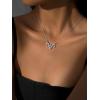 imageSWEETV Cubic Zirconia Wedding Bridal Backdrop Necklace for Brides Crystal Dainty Back Necklace Body Chain Jewelry for Women Prom03 Silver