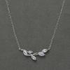 imageSWEETV Dainty Simple Pendant Necklace for Women Cubic Zirconia Leaf Vine Wedding Necklace for Bride BridesmaidN02 Silver