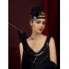 imageSWEETV Flapper Headband 1920s Headpiece Rhinestone Feather Hair Band Great Gatsby Headpiece for WomenIvory01 Black