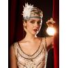 imageSWEETV Flapper Headband 1920s Headpiece Rhinestone Feather Hair Band Great Gatsby Headpiece for WomenIvory03 Ivory