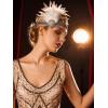 imageSWEETV Flapper Headband 1920s Headpiece Rhinestone Feather Hair Band Great Gatsby Headpiece for WomenIvory03 Ivory
