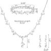 imageSWEETV Jewelry Set for Bride Women Cubic Zirconia Pearl Bridal Earrings Necklace Bracelet Set Bridal Jewelry Set for Wedding PromS01 Silver