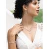 imageSWEETV Jewelry Set for Bride Women Cubic Zirconia Pearl Bridal Earrings Necklace Bracelet Set Bridal Jewelry Set for Wedding PromS02 Silver