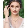 imageSWEETV Jewelry Set for Bride Women Cubic Zirconia Pearl Bridal Earrings Necklace Bracelet Set Bridal Jewelry Set for Wedding PromS02 Silver