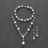 imageSWEETV Jewelry Set for Bride Women Cubic Zirconia Pearl Bridal Earrings Necklace Bracelet Set Bridal Jewelry Set for Wedding PromS02 Silver