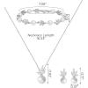 imageSWEETV Jewelry Set for Bride Women Cubic Zirconia Pearl Bridal Earrings Necklace Bracelet Set Bridal Jewelry Set for Wedding PromS03 Silver