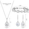 imageSWEETV Jewelry Set for Women Teardrop Cubic Zirconia Bridal Backdrop Necklace Earrings Set Wedding Party Prom Jewelry for Bride BridesmaidS03 Silver