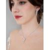 imageSWEETV Marquise Wedding Jewelry Set for Bride Bridesmaids Bridal Jewelry Set for Wedding Cubic Zirconia Crystal Necklace Earrings Set for WomenSilverBackdrop Necklace