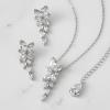 imageSWEETV Marquise Wedding Jewelry Set for Bride Bridesmaids Bridal Jewelry Set for Wedding Cubic Zirconia Crystal Necklace Earrings Set for WomenSilverBackdrop Necklace
