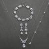 imageSWEETV Teardrop Wedding Bridal Jewelry Set for Brides Women Bridesmaid Crystal Rhinestone Backdrop Necklace Earring Sets for Prom01Silver