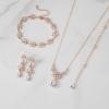 imageSWEETV Teardrop Wedding Bridal Jewelry Set for Brides Women Bridesmaid Crystal Rhinestone Backdrop Necklace Earring Sets for Prom03Rose Gold