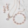 imageSWEETV Teardrop Wedding Bridal Jewelry Set for Brides Women Bridesmaid Crystal Rhinestone Backdrop Necklace Earring Sets for Prom03Rose Gold
