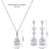 imageSWEETV Teardrop Wedding Jewelry Sets for Women Brides Bridesmaids Crystal Bridal Necklace Drop Earrings SetProm Costume Bridal Wedding Jewelry01Silver