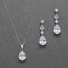 imageSWEETV Teardrop Wedding Jewelry Sets for Women Brides Bridesmaids Crystal Bridal Necklace Drop Earrings SetProm Costume Bridal Wedding Jewelry01Silver