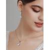 imageSWEETV Teardrop Wedding Jewelry Sets for Women Brides Bridesmaids Crystal Bridal Necklace Drop Earrings SetProm Costume Bridal Wedding Jewelry01Silver