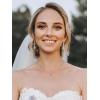 imageSWEETV Teardrop Wedding Jewelry Sets for Women Brides Bridesmaids Crystal Bridal Necklace Drop Earrings SetProm Costume Bridal Wedding Jewelry01Silver