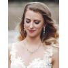 imageSWEETV Wedding Jewelry Set for Women Marquise Cubic Zirconia Necklace Earrings Bracelet Set for Bride Bridesmaid Bridal Jewelry Set for Wedding Prom03 Silver