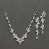 imageSWEETV Wedding Jewelry Set for Women Marquise Cubic Zirconia Necklace Earrings Bracelet Set for Bride Bridesmaid Bridal Jewelry Set for Wedding Prom03 Silver