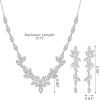 imageSWEETV Wedding Jewelry Set for Women Marquise Cubic Zirconia Necklace Earrings Bracelet Set for Bride Bridesmaid Bridal Jewelry Set for Wedding Prom03 Silver