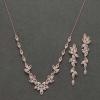 imageSWEETV Wedding Jewelry Set for Women Marquise Cubic Zirconia Necklace Earrings Bracelet Set for Bride Bridesmaid Bridal Jewelry Set for Wedding Prom04 Rose Gold