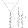 imageSWEETV Wedding Jewelry Sets for Brides Birdesmaid Cubic Zirconia Marquise Bridal Necklace Earrings Set for Women Prom Costume Wedding Jewelry GiftSilver